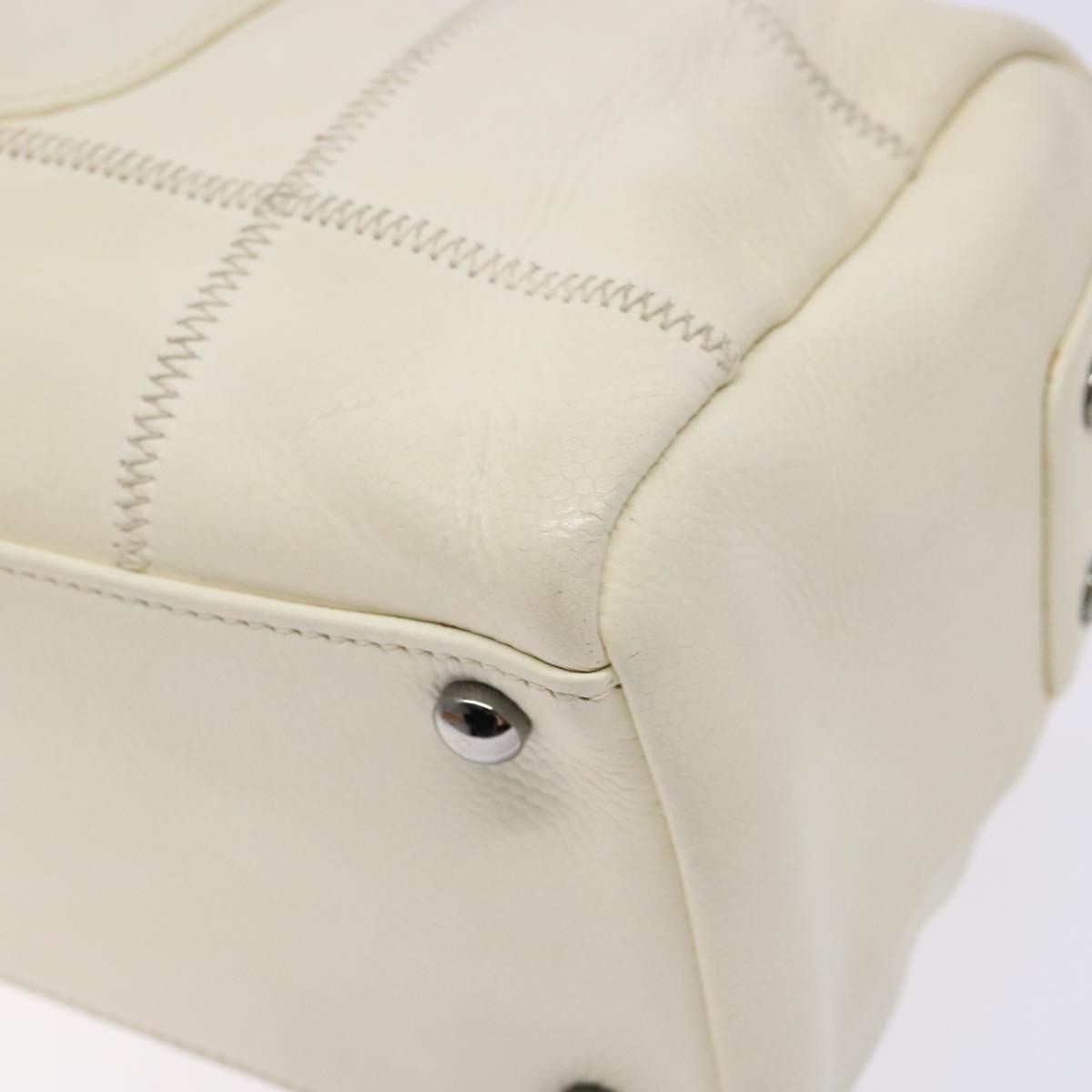 Chanel Square Stitch Duffle Bag Quilted Caviar, WHITE, LEATHER, Travel bag