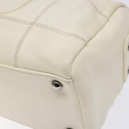 Chanel Square Stitch Duffle Bag Quilted Caviar, WHITE, LEATHER, Travel bag