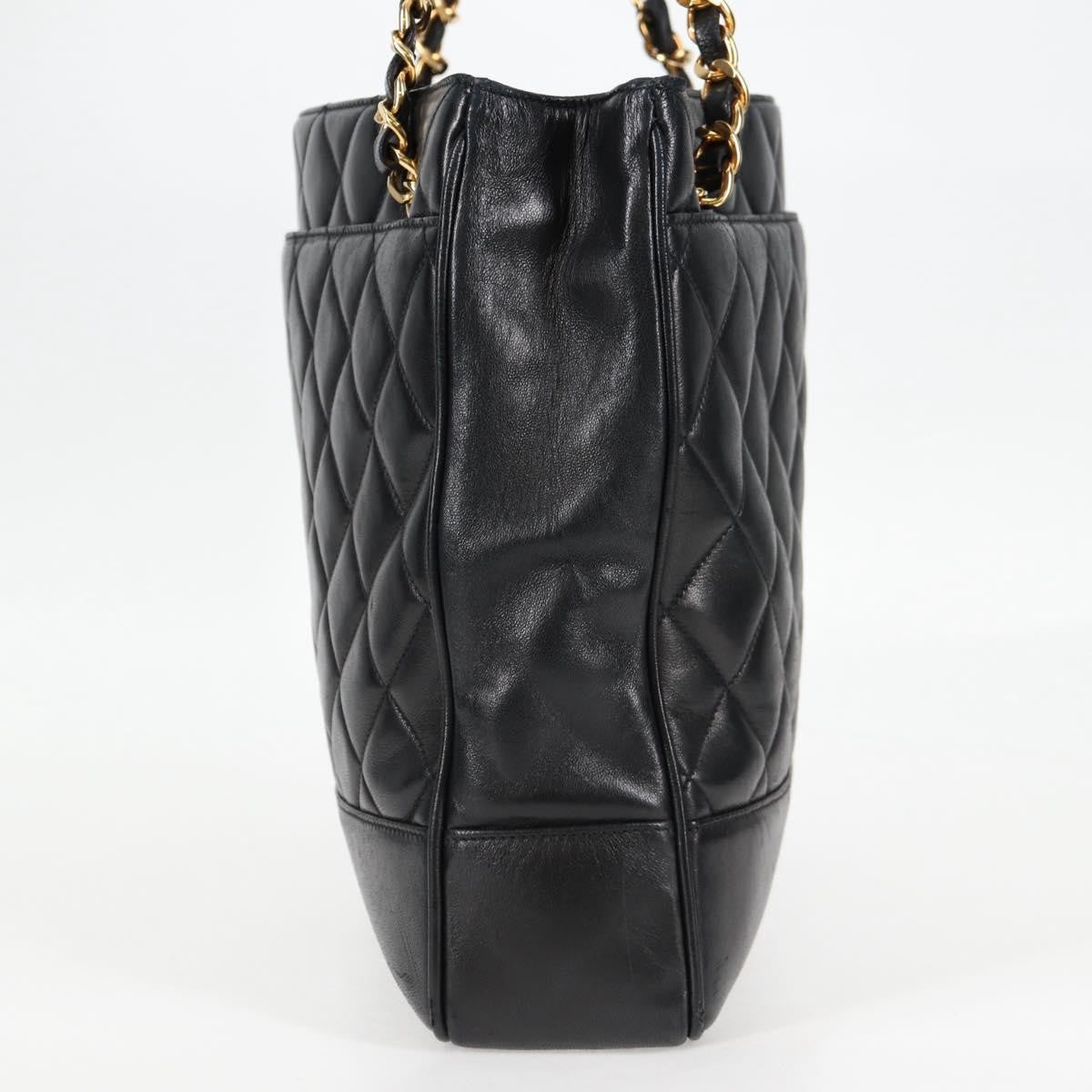 Chanel Vintage Shopping Tote Quilted Lambskin, BLACK, LEATHER, Tote bag