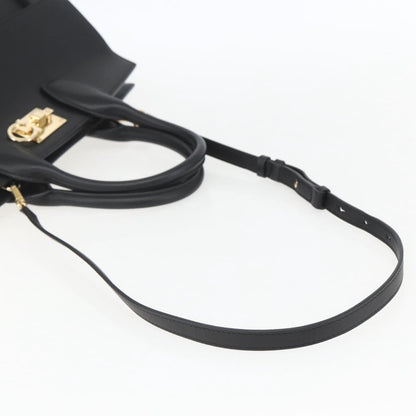 Salvatore Ferragamo Studio Satchel Leather, BLACK, LEATHER, Handbag