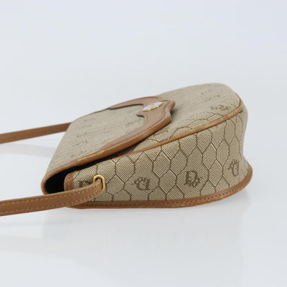 Christian Dior Vintage Honeycomb Shoulder Bag Canvas and Leather, BEIGE, CANVAS, Shoulder bag