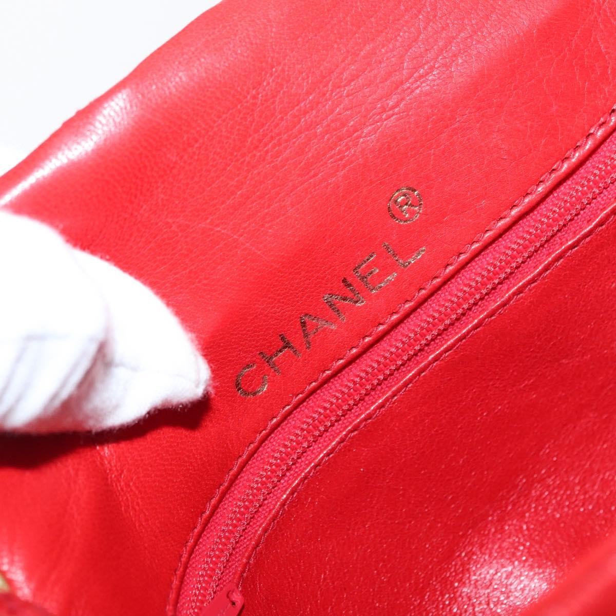 Chanel Camellia Rounded Clutch Satin and Leather, RED, LEATHER, Shoulder bag