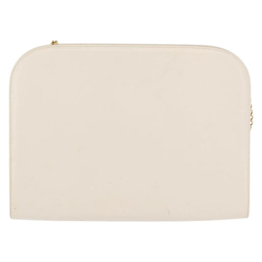 Salvatore Ferragamo Vintage Chain Shoulder Bag Leather, WHITE, LEATHER, Shoulder bag