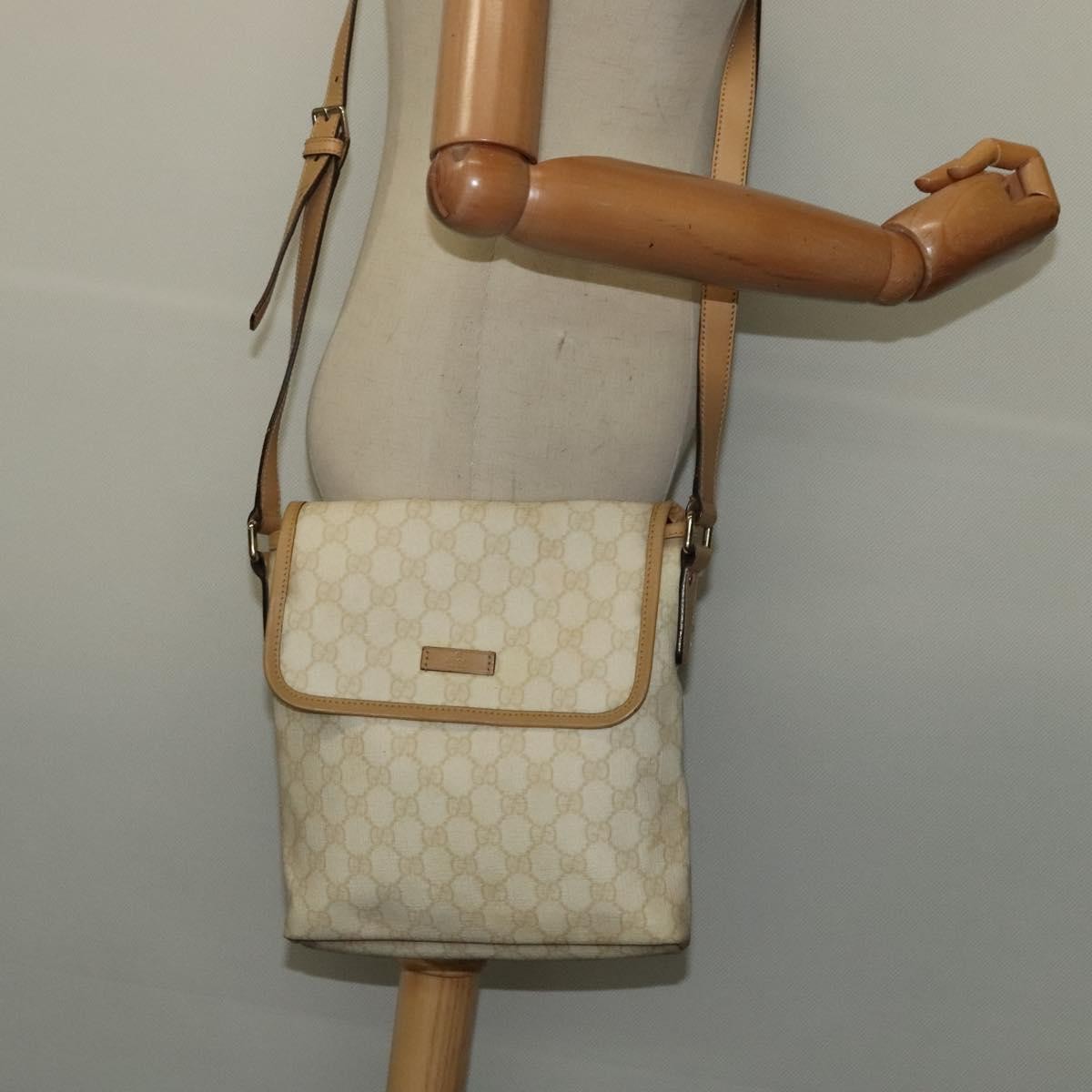 Gucci Flap Messenger GG Coated Canvas, BEIGE, PVC, Shoulder bag