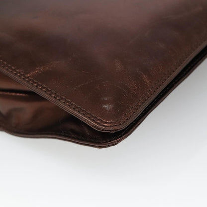 Chanel Vintage Logo Flap Messenger Bag Leather, BROWN, LEATHER, Shoulder bag