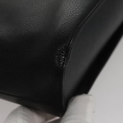 Chanel Vintage Metal Ring Tote Leather, BLACK, LEATHER, Tote bag