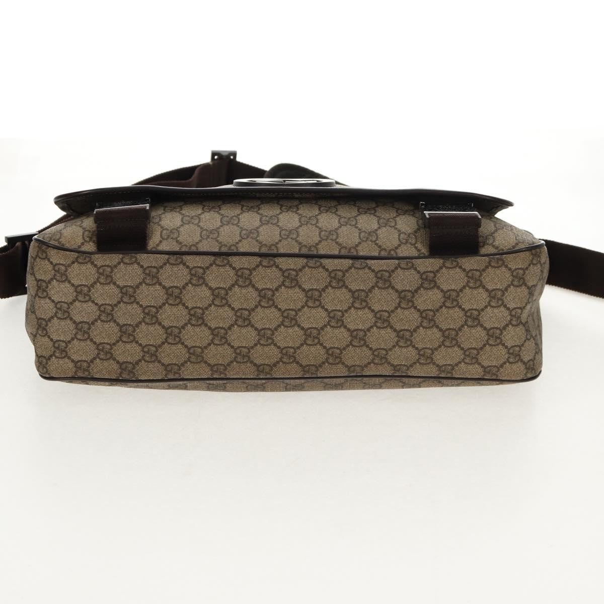 Gucci Interlocking G Messenger Bag GG Coated Canvas, BROWN, PVC, Crossbody bag