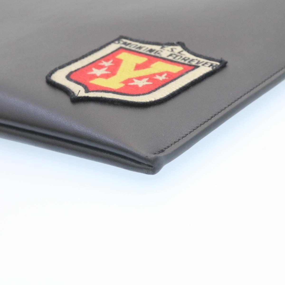 Saint Laurent Zip Pouch Leather, BLACK, LEATHER, Clutche & pouche