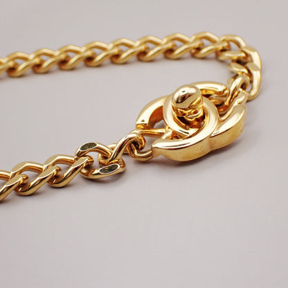 Chanel Vintage Turnlock Reissue Chain Necklace Metal, GOLD, GOLD_PLATED, Necklace