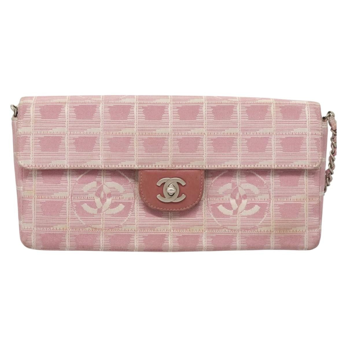Chanel Travel Line Flap Bag Nylon, PINK, NYLON, Travel bag
