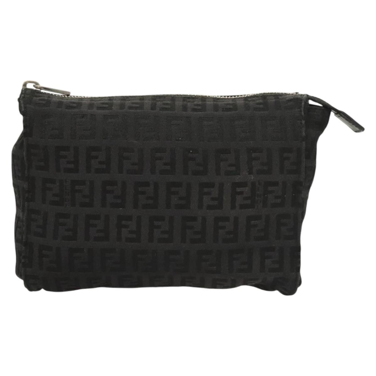 Fendi FF Logo Pouch Canvas, BLACK, CANVAS, Clutche & pouche