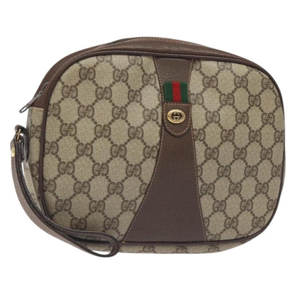 Gucci Sherry line pouch Canvas, BEIGE, PVC, Clutche & pouche