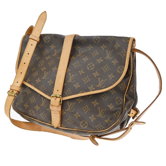 Louis Vuitton Saumur Handbag Monogram Canvas, BROWN, CANVAS, Shoulder bag