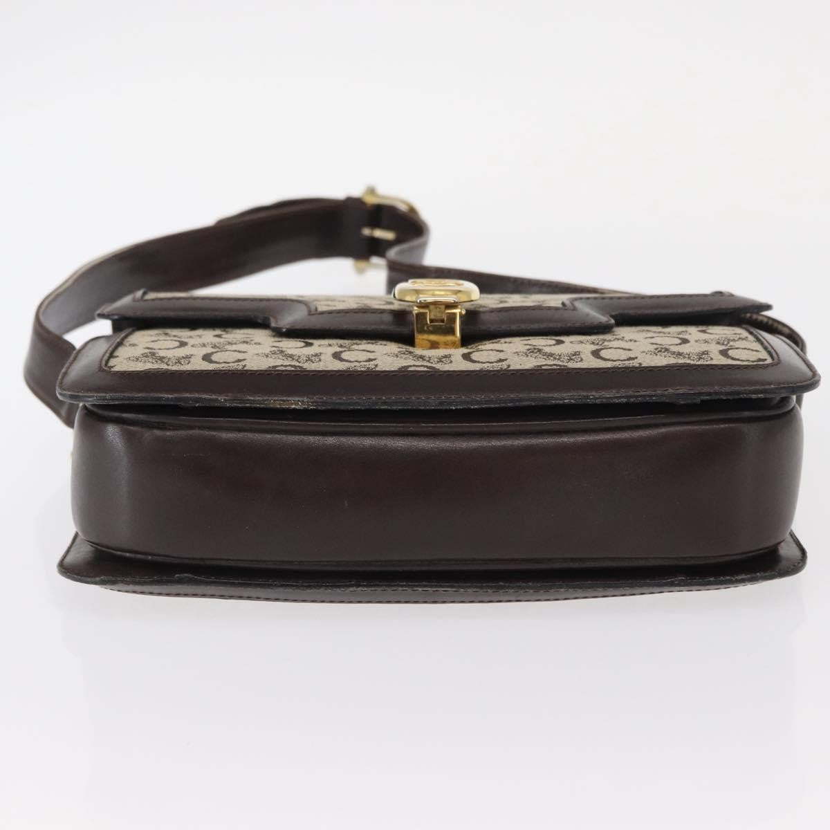 Celine Vintage C Sulky Horsebit Shoulder bag Canvas and Leather, BROWN, CANVAS, Shoulder bag