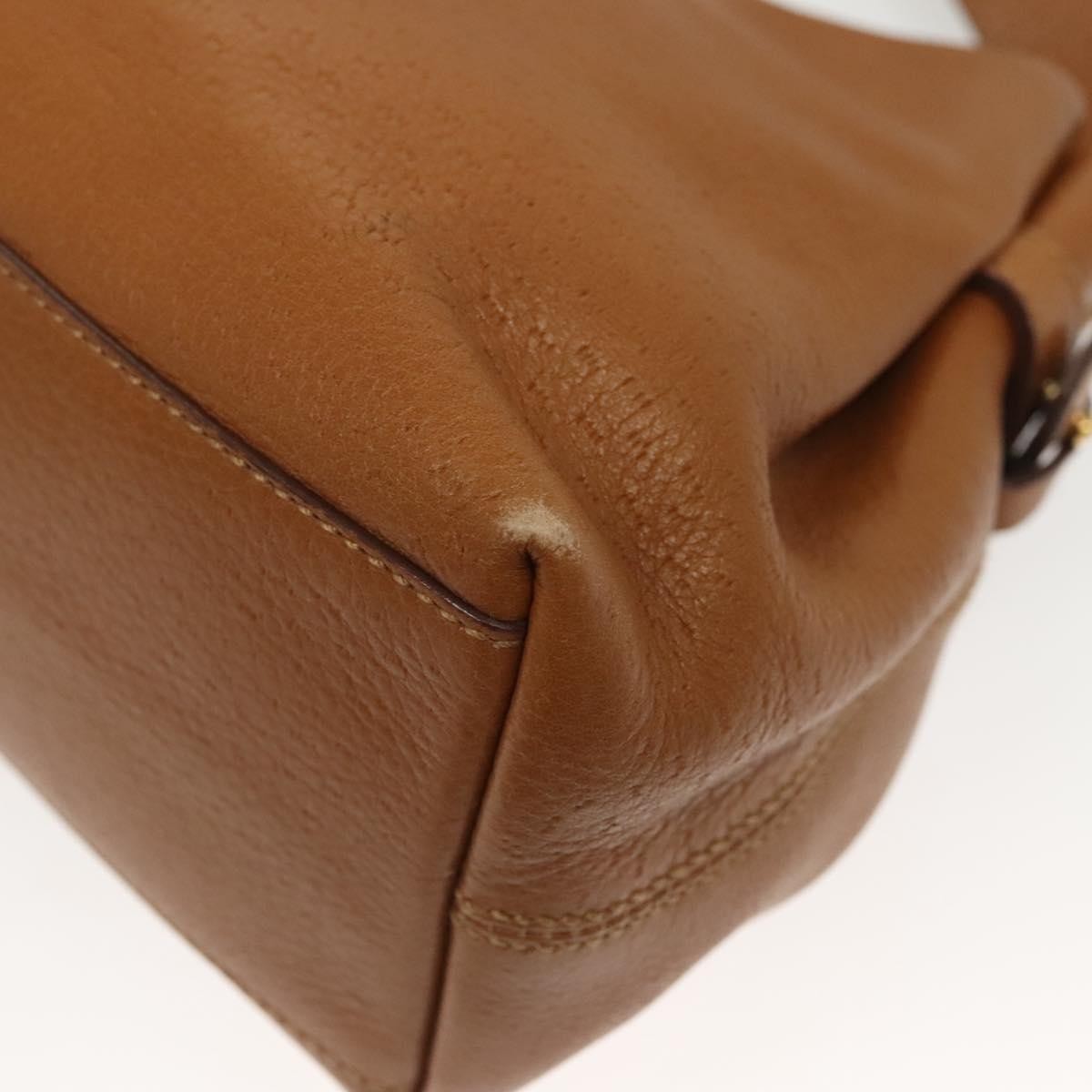 Salvatore Ferragamo Gancini Shoulder Bag Leather, BROWN, LEATHER, Handbag