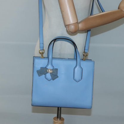 Gucci GG Ribbon Tote Leather, BLUE, LEATHER, Shoulder bag