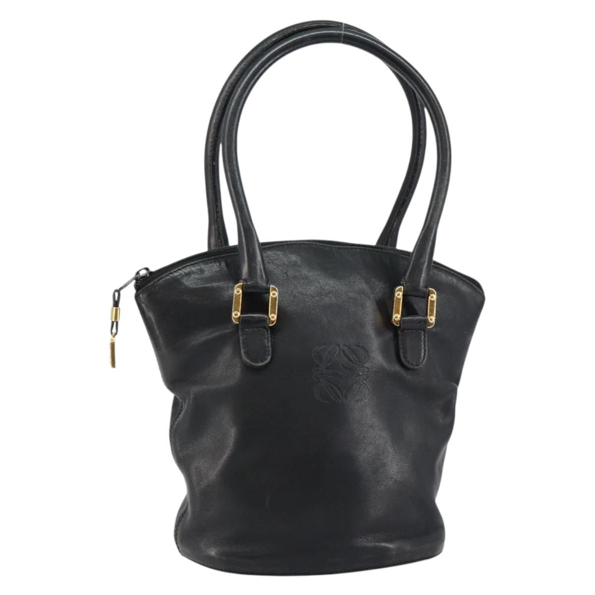 Loewe Anagram handbag Leather, BLACK, LEATHER, Handbag