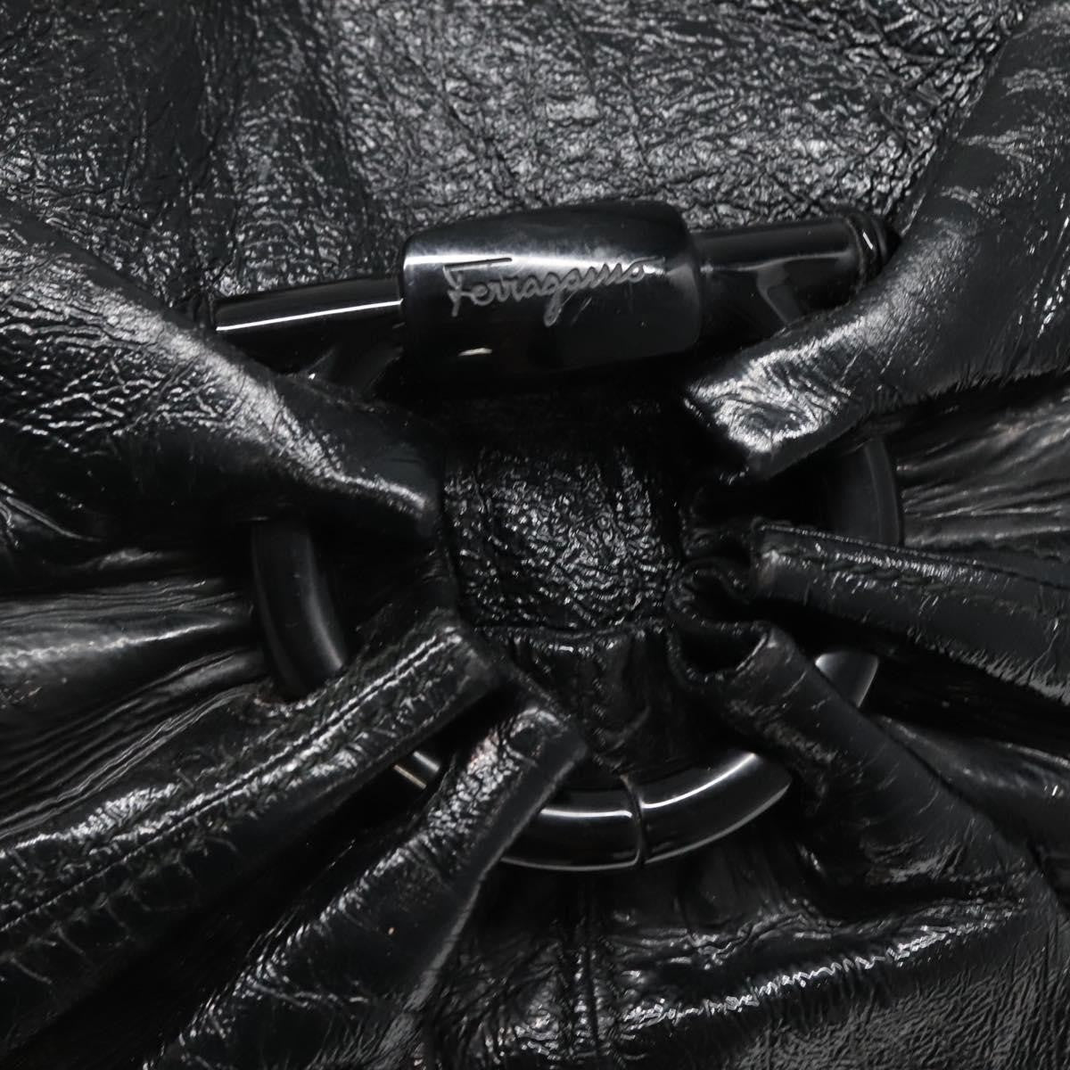 Salvatore Ferragamo Gancini Shoulder Bag Leather, BLACK, LEATHER, Shoulder bag