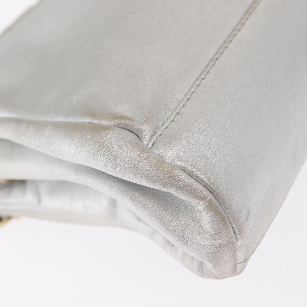 Chanel Mademoiselle Lock Accordion Flap Bag Quilted Lambskin, SILVER, LEATHER, Shoulder bag