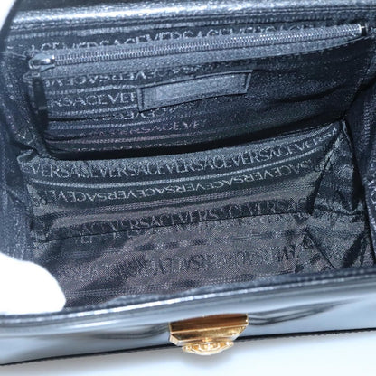 Versace Vintage Box Handle Bag Patent, BLACK, PATENT_LEATHER, Handbag