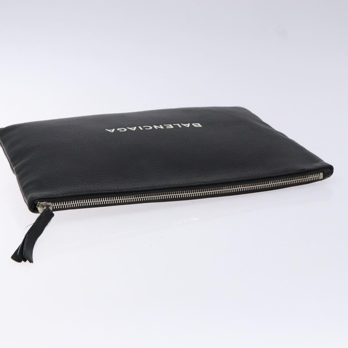 Balenciaga Everyday Logo Pouch Printed Leather, BLACK, LEATHER, Clutche & pouche