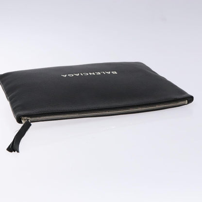 Balenciaga Everyday Logo Pouch Printed Leather, BLACK, LEATHER, Clutche & pouche
