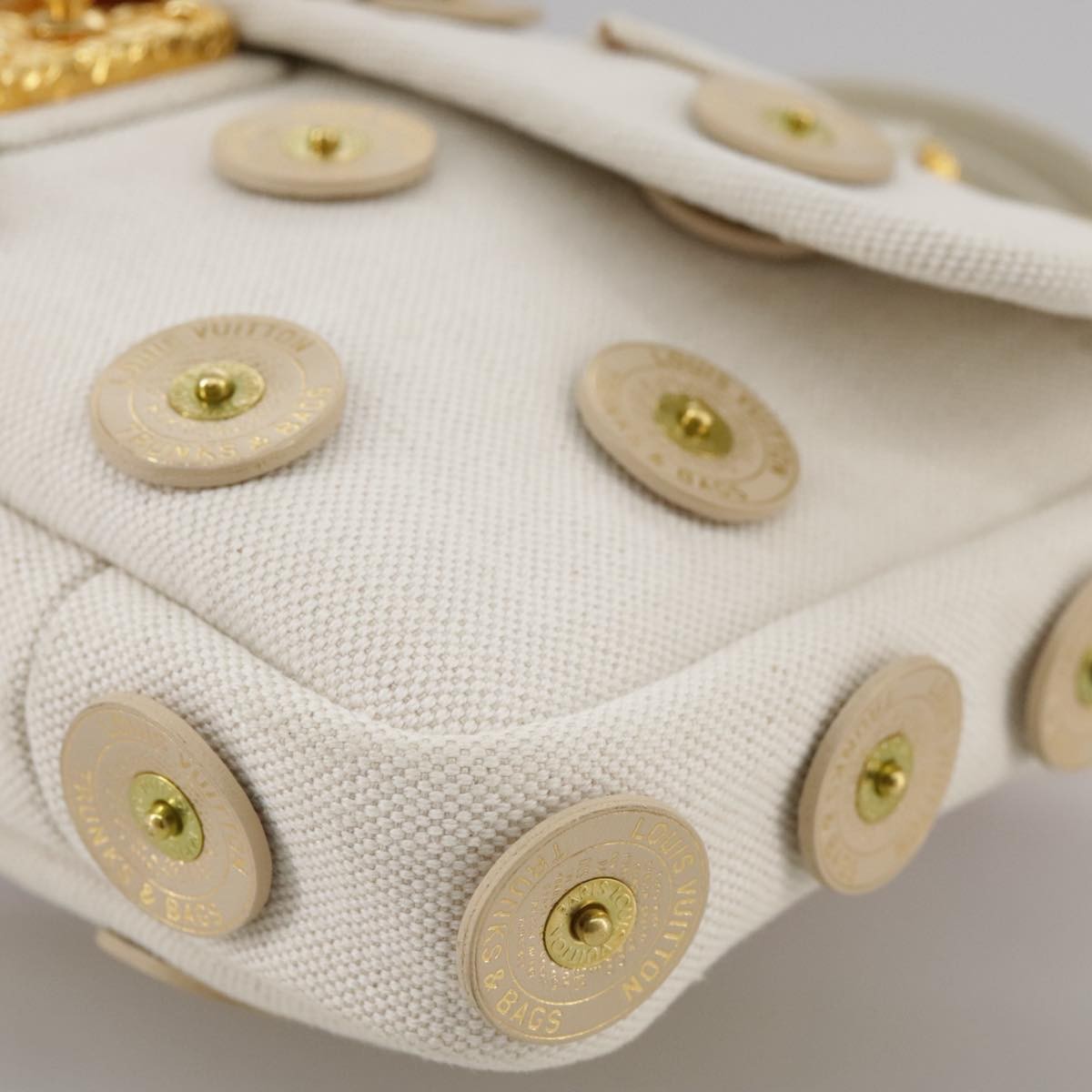 Louis Vuitton Polka Dot Panama Bowly Handbag Embellished Canvas, WHITE, CANVAS, Handbag