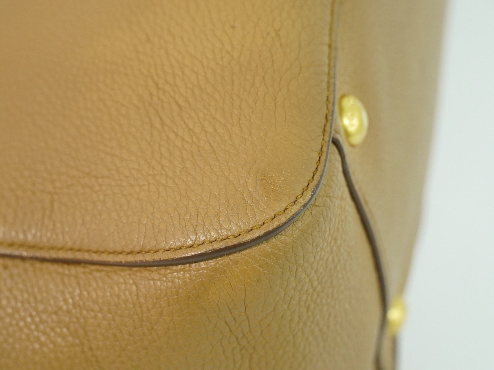 Prada Vintage Handbag Leather, BEIGE, LEATHER, Handbag