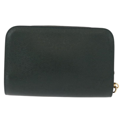 Louis Vuitton Pochette Baikal Clutch Taiga Leather, GREEN, LEATHER, Clutche & pouche