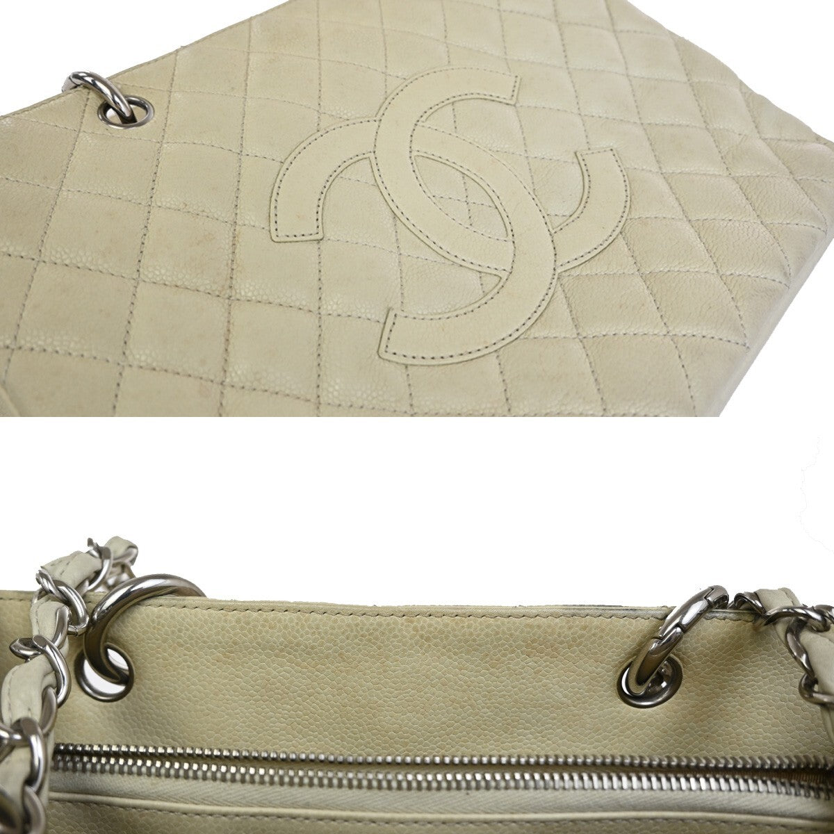 Chanel Grand Shopping Tote Quilted Calfskin, BEIGE, CALFSKIN, Shoulder bag