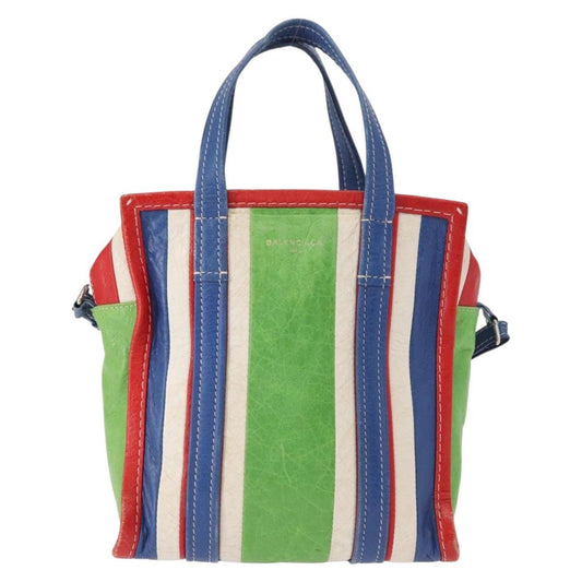 Balenciaga Bazar Convertible Tote Striped Leather, MULTICOLOUR, LEATHER, Tote bag