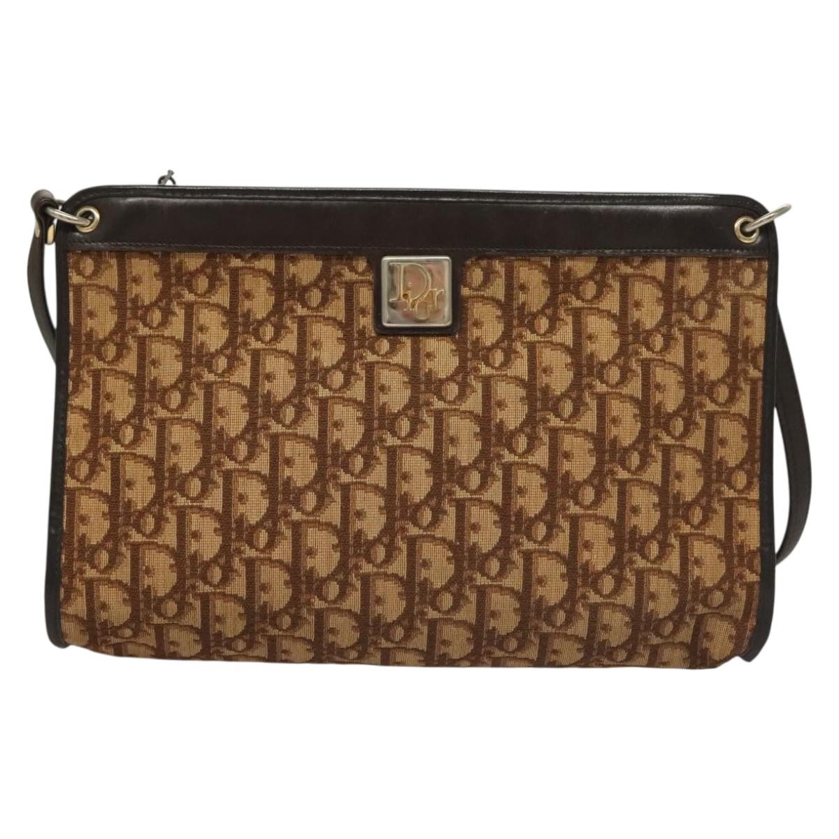 Christian Dior Vintage Trotter Shoulder Bag Canvas, BROWN, CANVAS, Shoulder bag