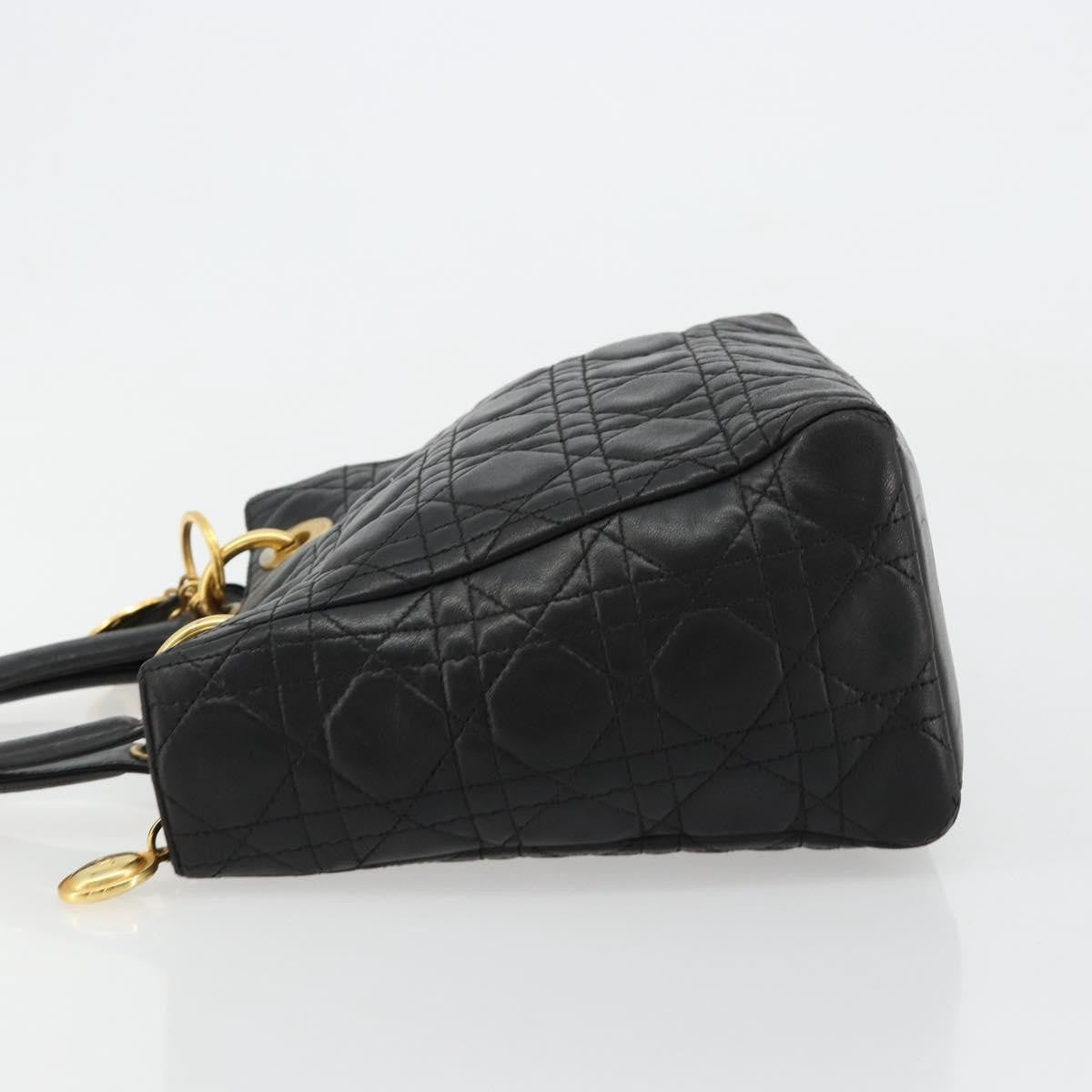 Christian Dior Vintage Lady Dior Bag Cannage Quilt Lambskin, Black, Leather, Handbag