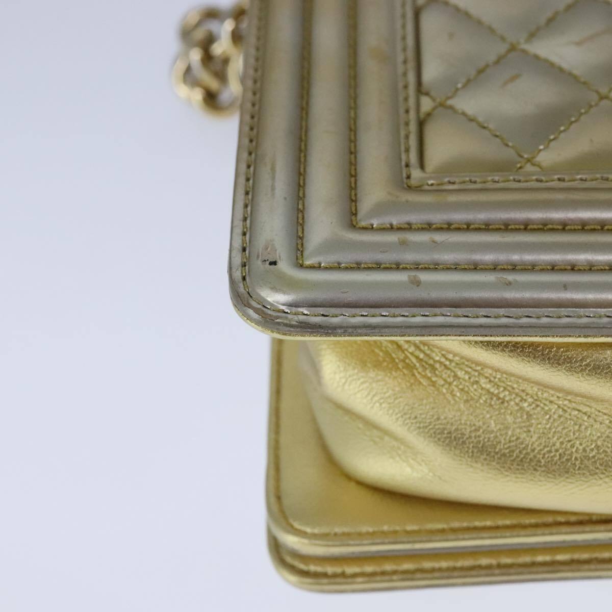 Chanel Boy Flap Bag Quilted Patent, GOLD, PATENT_LEATHER, Shoulder bag