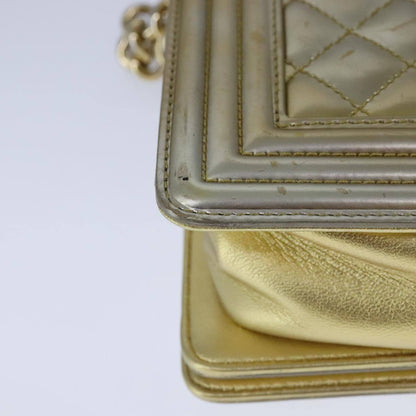 Chanel Boy Flap Bag Quilted Patent, GOLD, PATENT_LEATHER, Shoulder bag