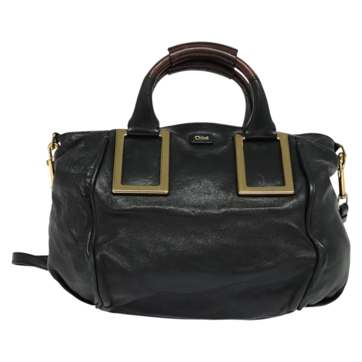 Chloe Ethel Handbag Leather, BLACK, LEATHER, Handbag