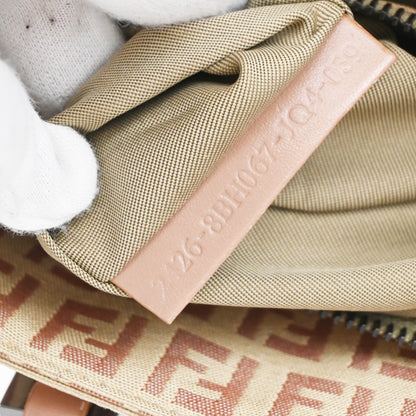 Fendi Shopping Tote Zucca Coated Canvas, PINK, CANVAS, Tote bag