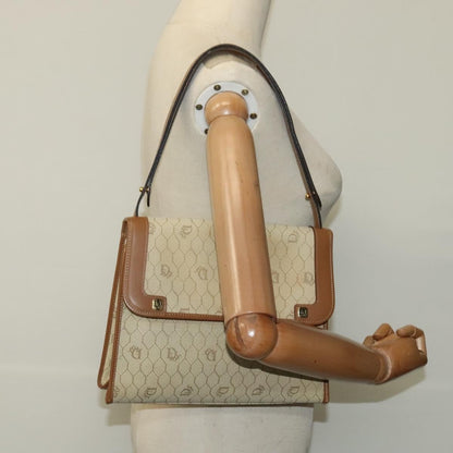 Christian Dior Vintage Honeycomb Shoulder Bag Canvas and Leather, BEIGE, CANVAS, Shoulder bag