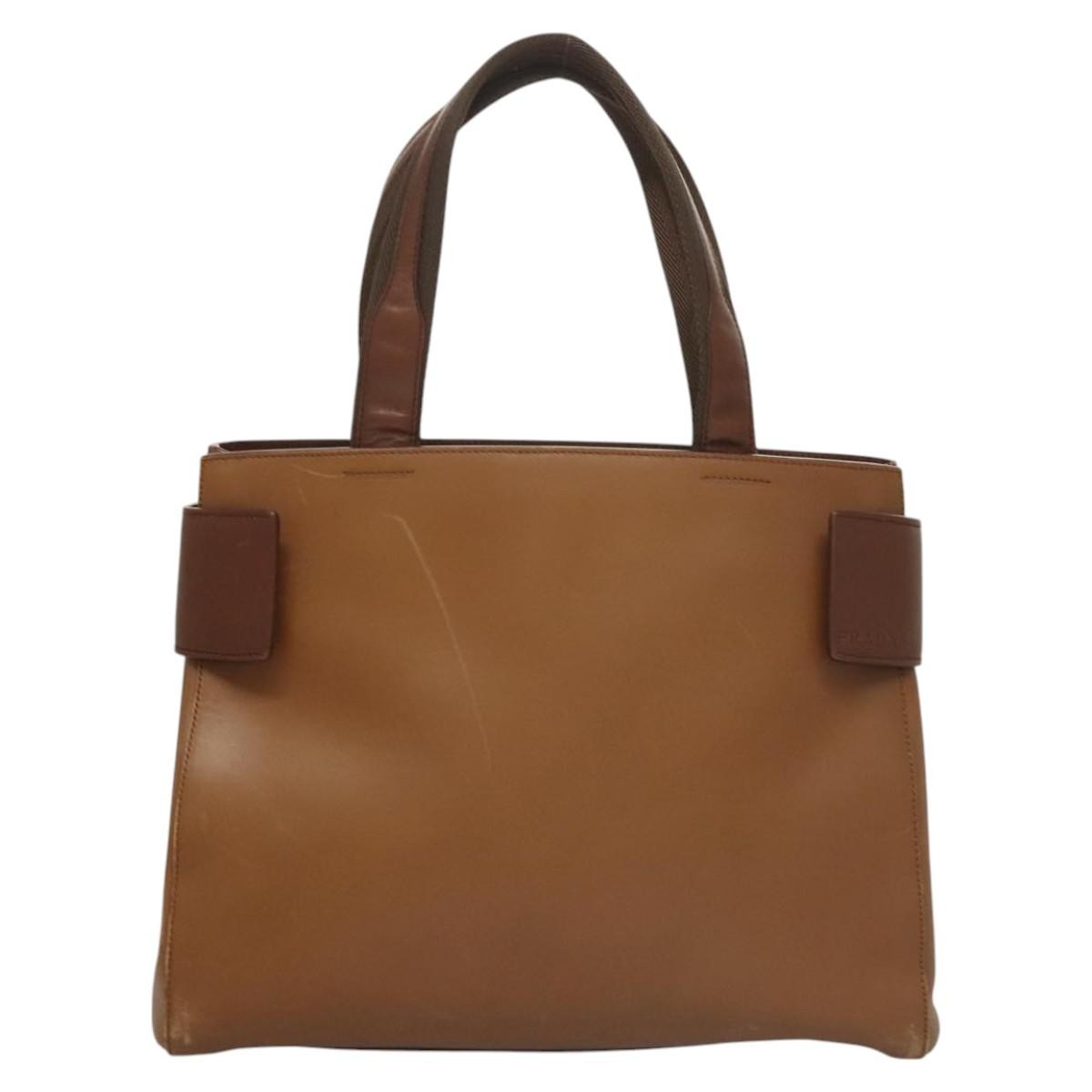 Prada Vintage Handbag Leather, BROWN, LEATHER, Handbag