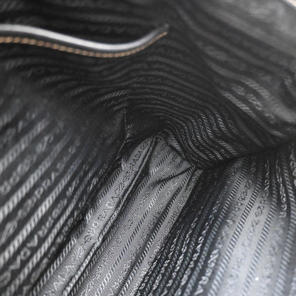 Prada Logo Convertible Tote Canvas with Leather, BROWN, CANVAS, Tote bag