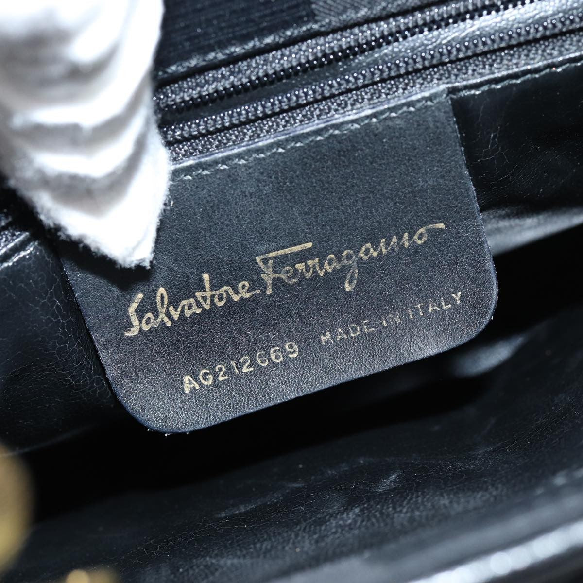 Salvatore Ferragamo Vintage Handbag Canvas, BLACK, CANVAS, Handbag