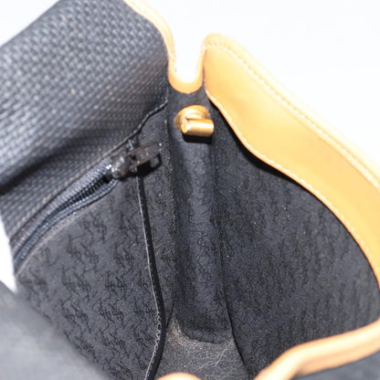 Saint Laurent Vintage Flap Crossbody Bag Coated Canvas with Leather, BLACK, PVC, Shoulder bag