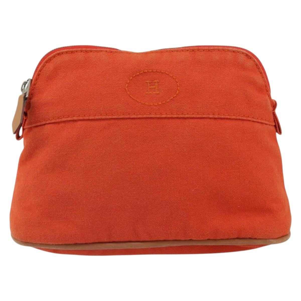 Hermes Bolide Travel Pouch Canvas, ORANGE, CANVAS, Clutche & pouche