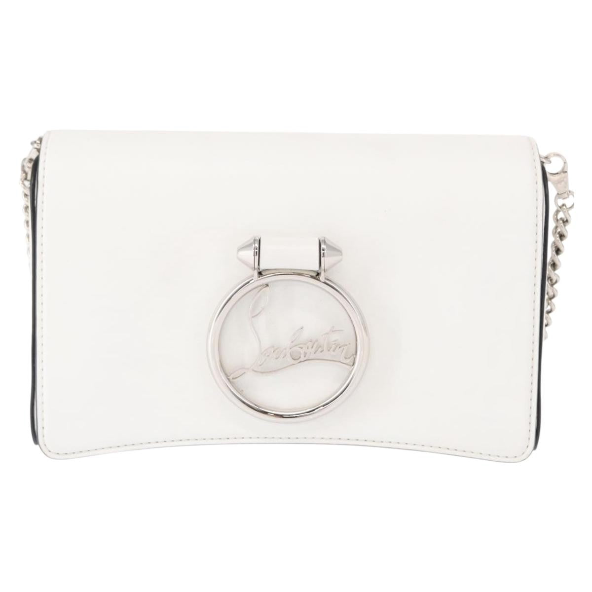 Christian Louboutin Rubylou Clutch Leather, WHITE, LEATHER, Shoulder bag