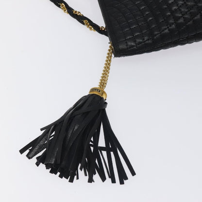 Bally Vintage Chain Shoulder Bag Quilted Leather, BLACK, LEATHER, Shoulder bag