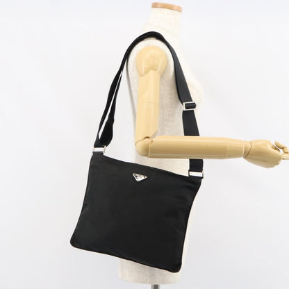 Prada Flat Messenger Bag Tessuto, BLACK, NYLON, Shoulder bag