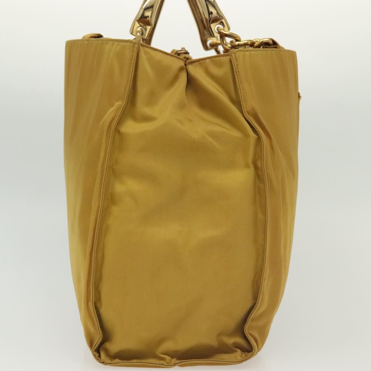 Prada Metal Handles Tote Tessuto, YELLOW, NYLON, Tote bag