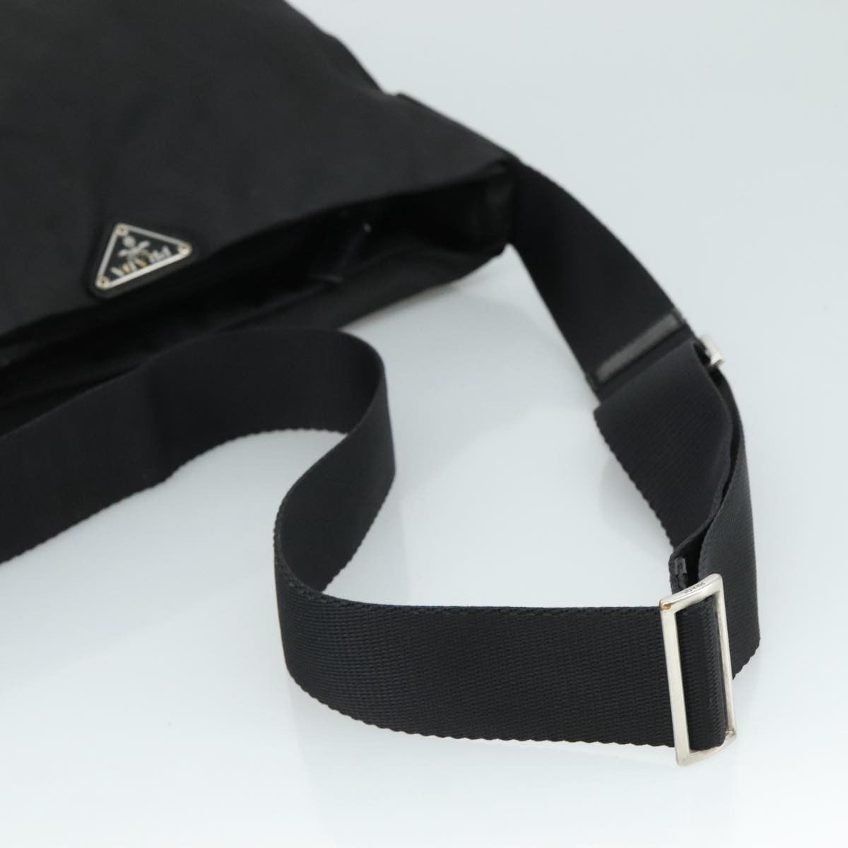 Prada Flat Messenger Bag Tessuto, BLACK, NYLON, Shoulder bag