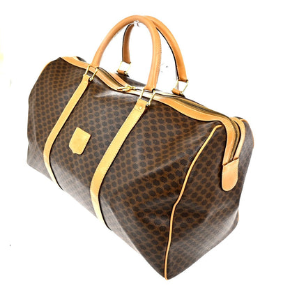 Celine Vintage Duffle Bag Macadam Coated Canvas, BROWN, PVC, Travel bag