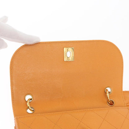 Chanel Vintage CC Flap Shoulder Bag Leather, ORANGE, LEATHER, Shoulder bag